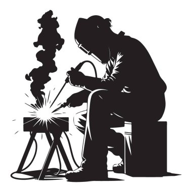 Kaynakçı Silueti Metal Sanatı Proje Resimleri üzerinde çalışıyor