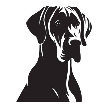 Zarif Danua Köpeği Üretilmiş Baş Siluet Vektör İllüstrasyonu