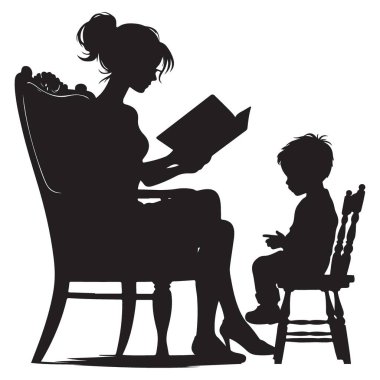 Anne 'nin Çocuk Bağlama Hikayesi Okuma Silueti