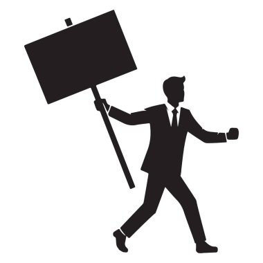 Sosyal Eylemler İçin Takım Elbiseli Protestocu Silueti