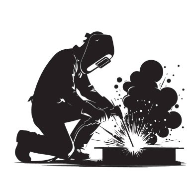 Kaynakçı silueti çizimi uçan vektör grafik tasarımını kıvılcımlandırır