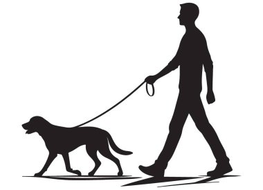 Köpeği Yürüten Bir Adamın Silueti İllüzyonu