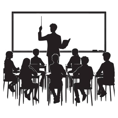 Siluet Profesörü Etkileşimli Beyaz Tahta Vektör Sanatı Sınıfı