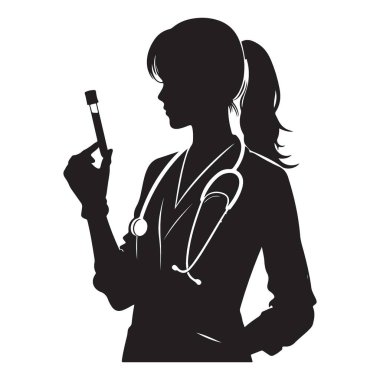 Kadın Doktor Bilim Adamı Test Tüpü Tıbbi Silueti İnceleme