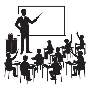 Siluet Okulu Sınıfı Eğitim Kaynakları İllüstrasyon Dersi