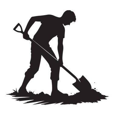 Yer Kazan Adam Siluet Resim Bahçecilik Tarım Vektörü