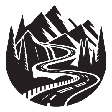 Dağın İçinden Geçen Yol Siluet Vektör Seyahat ResmiComment