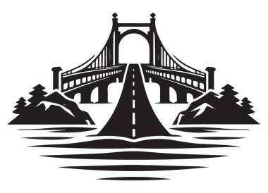 Su Vektörü Grafik Sanatı İllüstrasyonu Üzerine Askıya Alma Köprüsü