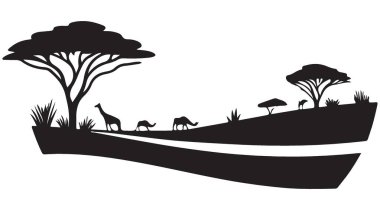 Vahşi Yaşam Safari Manzarası Yaratıcı Tasarım için Görünüm Vektörü Sanatı