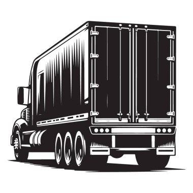 Siluet Taşımacılık ve Lojistik Tasarımı için Kamyon Vektör İllüstrasyonu