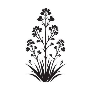 Çiçek Tasarımı için Siluet Yaban Çiçeği İllüstrasyon Vektör Sanatı
