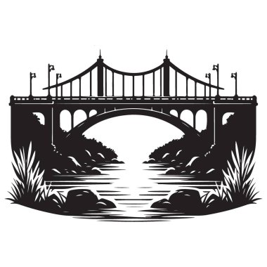 Nehir silueti peyzaj tasarımlı bir köprü tasarımı