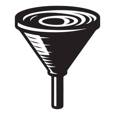 Bilgi dizaynı için siyah huni simge çizim vektörü şablonu