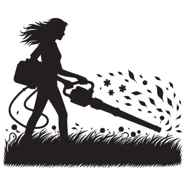 Yaprak Fırtınası Evcilleştiren Doğanın Enkaz Vektör Sanatı ile Siluet Bahçıvanı