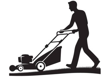 Çimen Silueti Çizimi Profesyonel Peyzaj Hizmetleri Çim biçen Adam