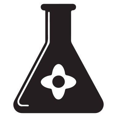 Kimya için Çiçek Tasarım Vektörü İllüstrasyonlu Erlenmeyer Matarası