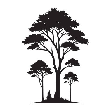 Huzurlu Orman Ağaçları Doğanın Silüet Vektörü İlham Verici Tasarımlar
