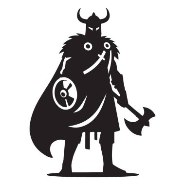 Viking savaşçısı siluet vektör çizimi bir ortaçağ fantezi teması