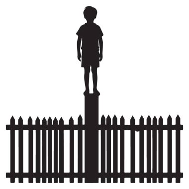 Keşif sahneleri için vektör çizimi yapan bir çocuğun silueti