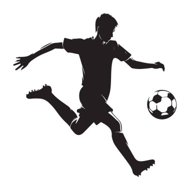 Siluet Futbol Oyuncusunun Spor Tutkuları İçin Topa Tekmeleme Çizimi