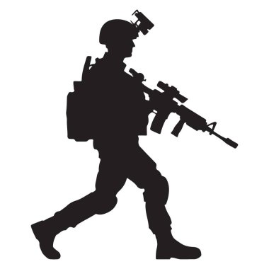 Askeri Temalar için Siluet Asker Vektör İllüstrasyon Grafik Tasarımı