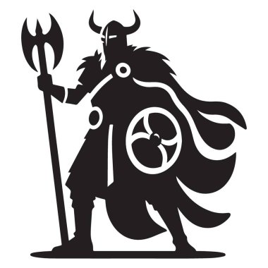 Siluet Viking Savaşçı Vektör İllüstrasyonu Tarih Tasarımları İçin Hazırlandı