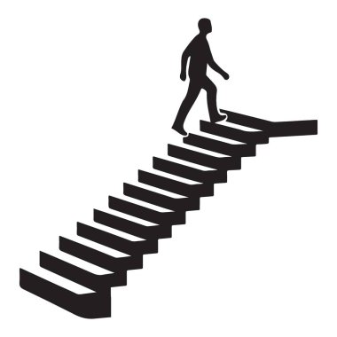 Üst kattaki vektör çizelgesinde yürüyen bir kişinin silüeti