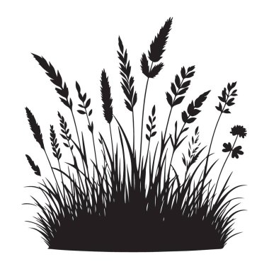 Doğa için Ayrıntılı Çimen Silüeti Clipart İlham Veren Grafik Tasarımı