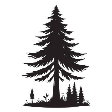 Çam Ağacı Silueti Evergreen Ormanı Manzara Tasarımı