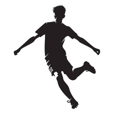 Futbolcu Dinamik Siluet Eylem İllüstrasyon Orta Hava Tekmesi