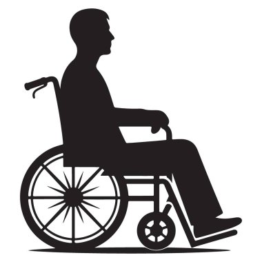 Siluet Vektör Tekerlekli Sandalyedeki Adam İmajı İzole Edildi