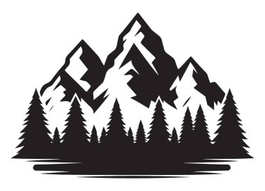 Siluet Dağları ve Çam Ağaçları Vektör Çizim Macerası