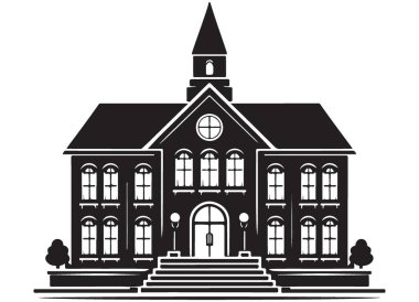 Hukuki ve Hükümet Temaları Adliye Binasının Siluet İllüstrasyonu