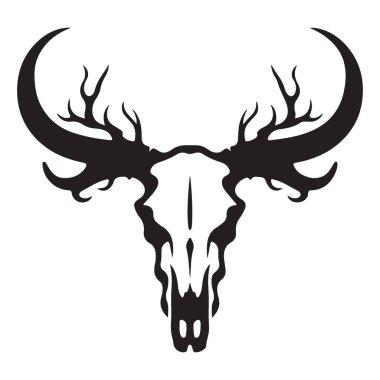 Karmaşık Kafatası Boynuzları Vahşi Doğanın Vektör İllüzyon Sembolü