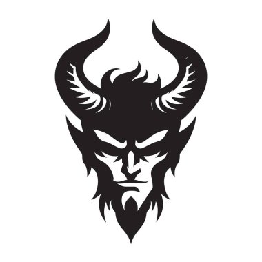 Şeytan Yüzlü Gözdağı Veren Şeytanın Boynuzlu Şeytani Sembolü