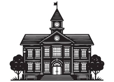 Siluet Belediye Salonu Saat Binası Klasik Eğitim Kurumu