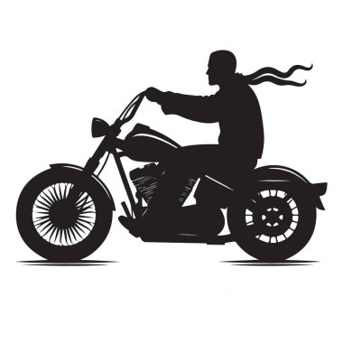 Motorcular için Klasik Motosiklet Silüeti Vektör İllüstrasyonuName