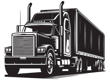Ayrıntılı Semi Kamyon Vektör İllüstrasyon Ticari Taşıma Aracı