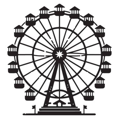 Dönme dolap vektör illüstrasyonu lunapark karnaval silueti