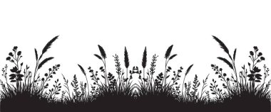 Wild Grass ve Meadow Bitkileri Siluet Çizim SancağıName