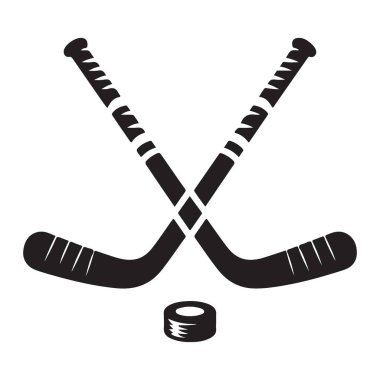 Çapraz hokey sopaları ve puck spor illüstrasyonu ve grafik tasarımı