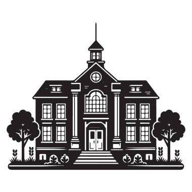 Görkemli okul binası illüstrasyonu bir eğitim ve öğrenme sembolü
