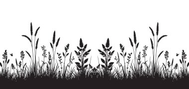 Uzun Çimen Silueti Alan Vektörü Manzarası ResmiComment