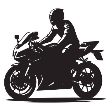Motosiklet Sürücüsü Silueti Sportbike Vektör Tasarımı Çizimi