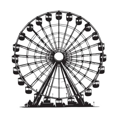 Dönme dolap silueti Eğlence Fuarı Tasarımları için Vektör İllüstrasyonu