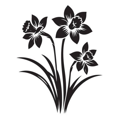 Yaratıcı Tasarımlar İçin Güzel Nergis Çiçeği Siluet Vektör Sanatı
