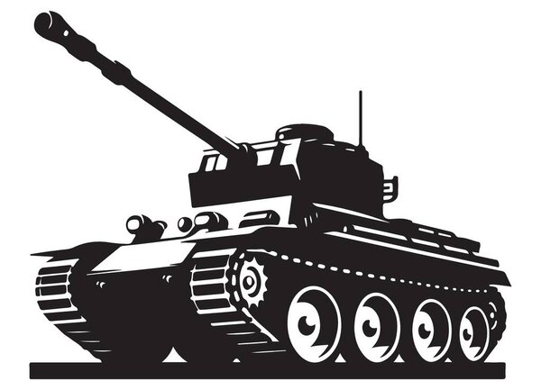 Мощный силуэт танкового транспортного средства векторное изображение современного военного оружия