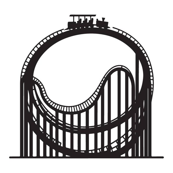 Векторная иллюстрация на американских горках с резкими поворотами