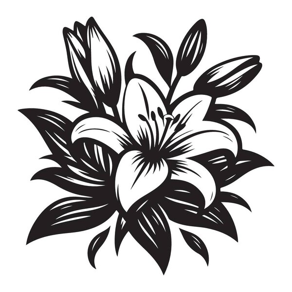 Элегантная композиция Лили Флауэр Детальная векторная иллюстрация