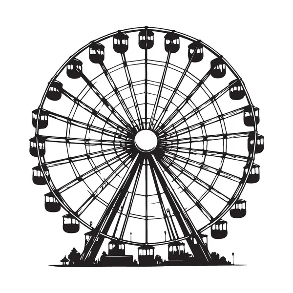 Dönme dolap silueti Eğlence Fuarı Tasarımları için Vektör İllüstrasyonu